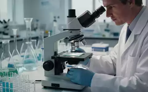 Wissenschaftler bei der Arbeit an einem Mikroskop in einem modernen medizinischen Forschungslabor. - Foto: über boerse-global.de
