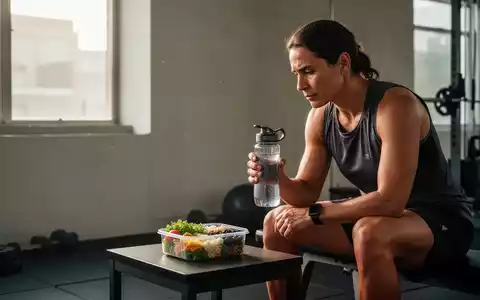 Eine Person sitzt in Sportkleidung in einem Fitnessraum und betrachtet eine gesunde Mahlzeit als Teil der Ernährungsstrategie. - Foto: über boerse-global.de