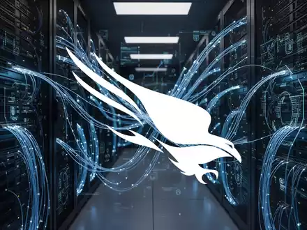Abstrakte Darstellung von Cybersicherheit durch leuchtende Glasfaserkabel und digitale Netzwerke in einem Serverraum. - Foto: über boerse-global.de