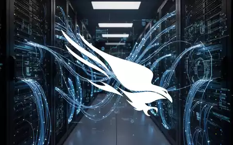 Abstrakte Darstellung von Cybersicherheit durch leuchtende Glasfaserkabel und digitale Netzwerke in einem Serverraum. - Foto: über boerse-global.de