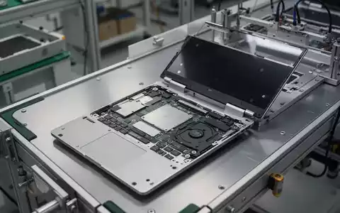 Ein moderner Laptop in einer professionellen Fertigungslinie während der Montage. - Foto: über boerse-global.de