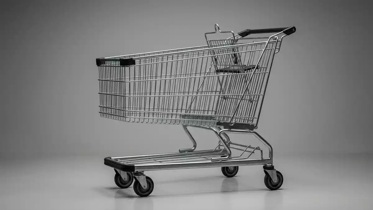 Fotorealistische Studioansicht von Einkaufswagen in neutraler Produktdarstellung