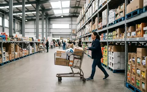 Fotorealistische Aufnahme von Einkaufswagen beim Einkaufen zum Thema Costco Membership, ISIN US22160K1051, natuerliches Licht - Foto: THN