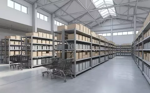Architektur-Render im Großmarkt mit Einkaufswagen zum Thema Costco Membership, ISIN US22160K1051, neutrales Tageslicht - Foto: THN