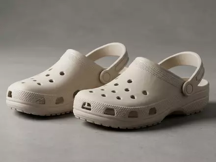 Fotorealistische Studioaufnahme von Schaumstoffclogs zum Thema Crocs Classic Clog, ISIN US2270461096, klare Lichtfuehrung - Foto: THN
