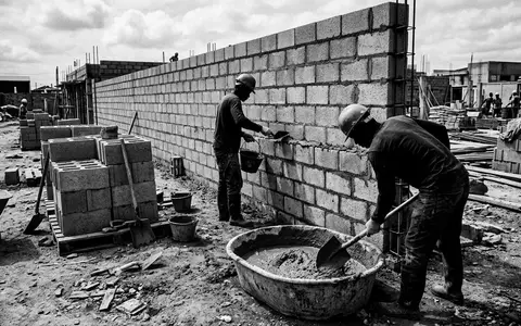 Schwarzweiss-Reportage mit Baustoffe zum Thema CRH Baustoffe, ISIN IE0001827041, hoher Kontrast, sachlich dargestellt - Foto: THN