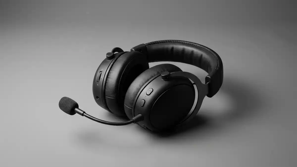 Fotorealistische Studioansicht von Gaming-Headset in neutraler Produktdarstellung