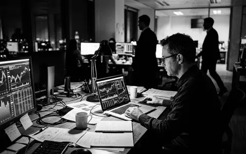 Schwarzweiss-Reportage mit Wertpapierdepot zum Thema iShares Core MSCI World, ISIN US09247X1019, hoher Kontrast - Foto: THN