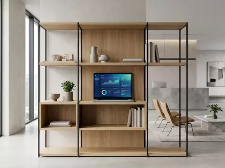 Architektur-Render im Bankfiliale mit Wertpapierdepot zum Thema iShares Core MSCI World, ISIN US09247X1019, neutrales Tageslicht - Foto: THN