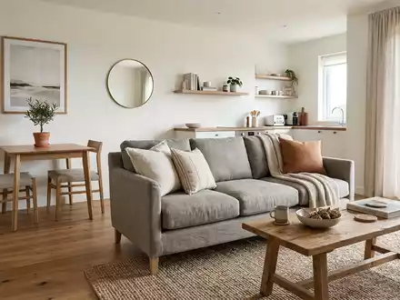 Fotorealistische Studioaufnahme von Ferienwohnung zum Thema Airbnb Unterkunft, ISIN US0090661010, klare Lichtfuehrung - Foto: THN