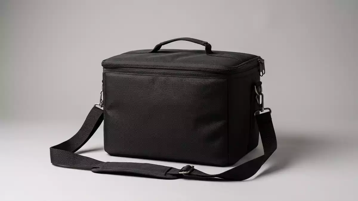 Fotorealistische Studioansicht von Lieferdiensttasche in neutraler Produktdarstellung
