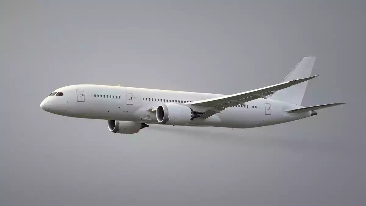Fotorealistische Studioansicht von Flugreise in neutraler Produktdarstellung, neutral
