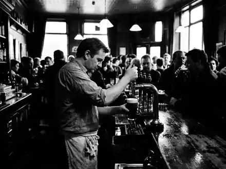 Schwarzweiss-Reportage mit Stoutbier zum Thema Guinness Draught, ISIN GB0002374006, hoher Kontrast, sachlich dargestellt - Foto: THN