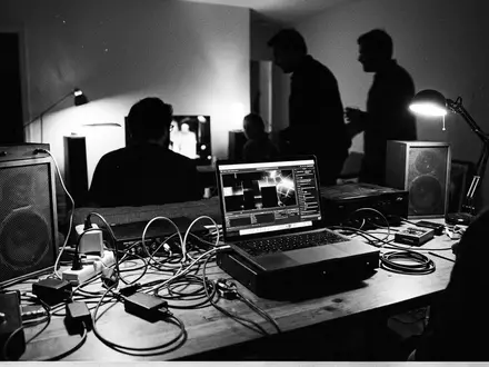 Schwarzweiss-Reportage mit Streaming-Laptop zum Thema MagentaTV, ISIN DE0005557508, hoher Kontrast, sachlich dargestellt - Foto: THN