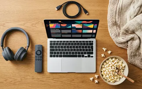 Flatlay-Arrangement rund um Streaming-Laptop zum Thema MagentaTV, ISIN DE0005557508, weiches Oberlicht, sachlich dargestellt - Foto: THN