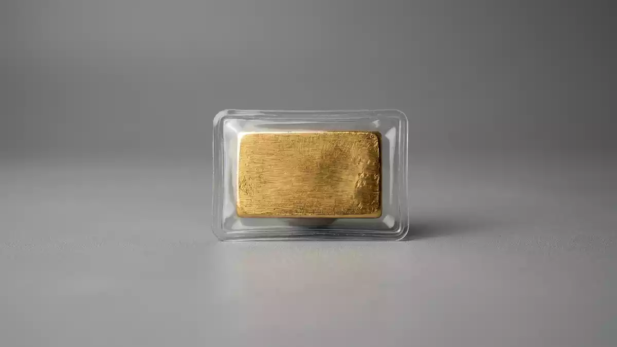 Fotorealistische Studioansicht von Goldbarren in neutraler Produktdarstellung, neutral