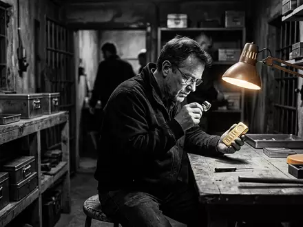 Schwarzweiss-Reportage mit Goldbarren zum Thema Xetra Gold, ISIN DE0005810055, hoher Kontrast, sachlich dargestellt - Foto: THN