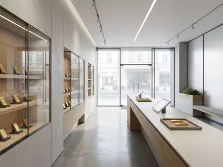Architektur-Render im Edelmetallhandel mit Goldbarren zum Thema Xetra Gold, ISIN DE0005810055, neutrales Tageslicht - Foto: THN