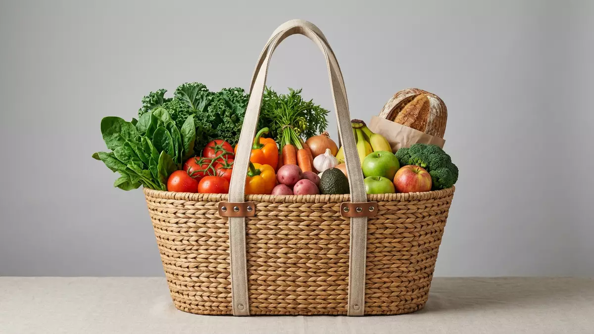 Fotorealistische Studioansicht von Lebensmittelmarkt in neutraler Produktdarstellung
