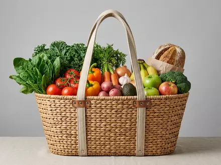 Fotorealistische Studioaufnahme von Lebensmittelmarkt zum Thema Carrefour Market, ISIN FR0000120172, klare Lichtfuehrung - Foto: THN