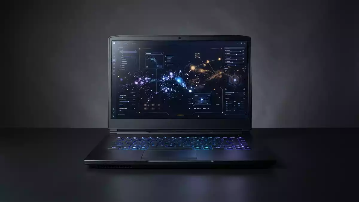Fotorealistische Studioansicht von Computerspiel in neutraler Produktdarstellung