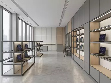 Architektur-Render im Spielefachhandel mit Computerspiel zum Thema Resident Evil, ISIN JP3236200006, neutrales Tageslicht - Foto: THN