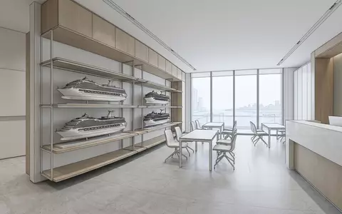 Architektur-Render im Reisebüro mit Kreuzfahrtschiff zum Thema AIDA Kreuzfahrt, ISIN PA1436583006, neutrales Tageslicht - Foto: THN