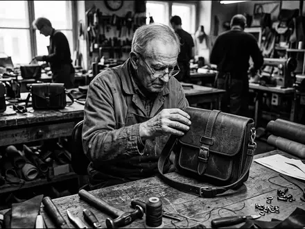 Schwarzweiss-Reportage mit Lederhandtasche zum Thema Michael Kors Handtasche, ISIN US14040H1059, hoher Kontrast - Foto: THN