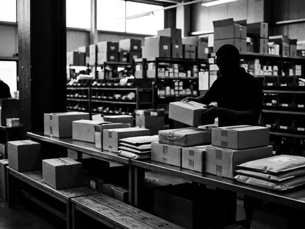 Schwarzweiss-Reportage mit Arzneimittelpaket zum Thema DocMorris Versandapotheke, ISIN CH0042615283, hoher Kontrast, sachlich dargestellt - Foto: THN