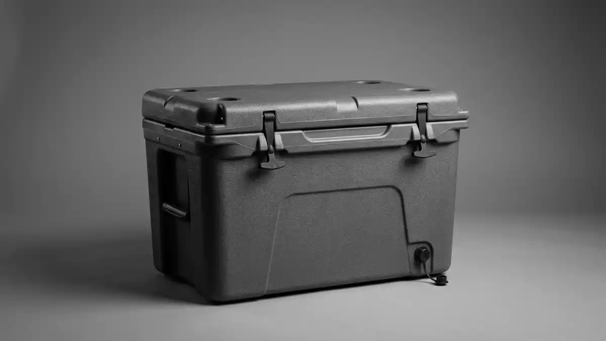 Fotorealistische Studioansicht von Kühlbox in neutraler Produktdarstellung, neutral