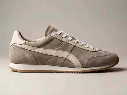 Fotorealistische Studioaufnahme von Retro-Sneaker zum Thema Adidas Gazelle, ISIN DE000A1EWWW0, klare Lichtfuehrung - Foto: THN
