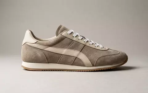 Fotorealistische Studioaufnahme von Retro-Sneaker zum Thema Adidas Gazelle, ISIN DE000A1EWWW0, klare Lichtfuehrung - Foto: THN