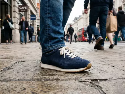 Fotorealistische Aufnahme von Retro-Sneaker in der Freizeit zum Thema Adidas Gazelle, ISIN DE000A1EWWW0, natuerliches Licht - Foto: THN