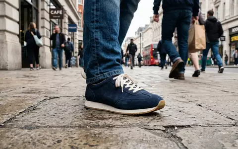 Fotorealistische Aufnahme von Retro-Sneaker in der Freizeit zum Thema Adidas Gazelle, ISIN DE000A1EWWW0, natuerliches Licht - Foto: THN