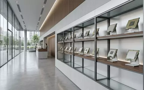 Architektur-Render im Computer-Fachhandel mit Desktop-Prozessor zum Thema AMD Ryzen 7, ISIN US0079031078, neutrales Tageslicht - Foto: THN