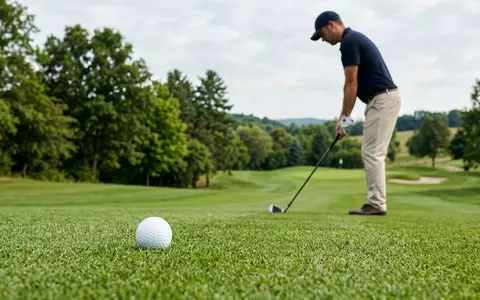 Fotorealistische Aufnahme von Golfball auf dem Golfplatz zum Thema Titleist Pro V1, ISIN US0050981085 - Foto: THN