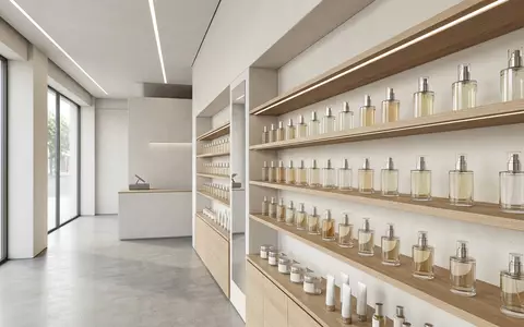 Architektur-Render im Parfümerie mit Eau de Toilette zum Thema Abercrombie Fierce, ISIN US0028962076, neutrales Tageslicht - Foto: THN