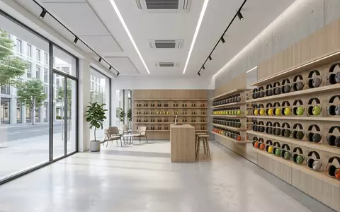 Architektur-Render im Arbeitsschutz-Fachhandel mit Kapselgehörschutz zum Thema 3M Gehörschutz, ISIN US88579Y1010, neutrales Tageslicht - Foto: THN