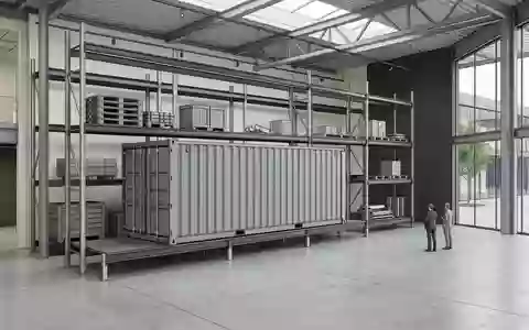 Architektur-Render im Logistik-Fachhandel mit Frachtcontainer zum Thema Maersk Container Tracking, ISIN DK0010244508, neutrales Tageslicht - Foto: THN