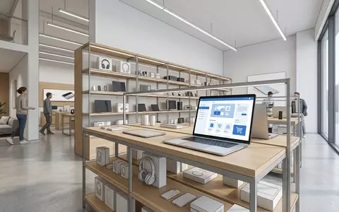 Architektur-Render im Elektronik-Fachmarkt mit Einkaufsplattform zum Thema About You App, ISIN DE000A3CNK42, neutrales Tageslicht - Foto: THN