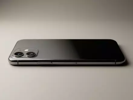Fotorealistische Studioaufnahme von Smartphone zum Thema iPhone 15, ISIN US0378331005, klare Lichtfuehrung - Foto: THN