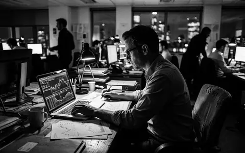 Schwarzweiss-Reportage mit Wertpapierdepot zum Thema Amundi ETF, ISIN FR0004125920, hoher Kontrast, sachlich dargestellt - Foto: THN
