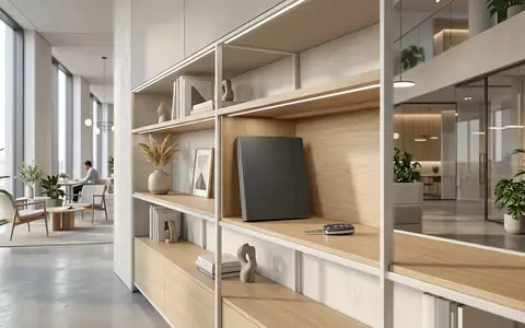 Architektur-Render im Versicherungsbüro mit Versicherungsmappe zum Thema Allianz Haftpflicht, ISIN DE0008404005, neutrales Tageslicht - Foto: THN