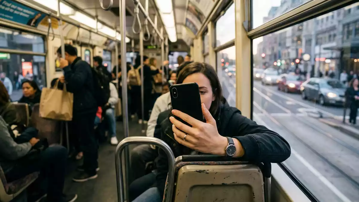 Fotorealistische Ansicht von Smartphone im Alltag in realer Umgebung, neutral