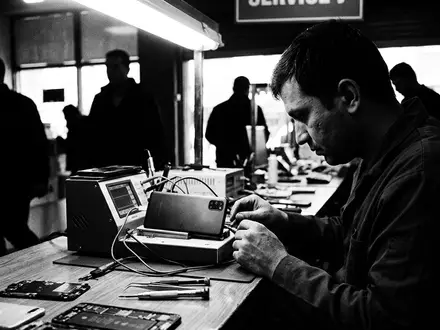 Schwarzweiss-Reportage mit Smartphone zum Thema Google Pixel 8, ISIN US02079K3059, hoher Kontrast - Foto: THN