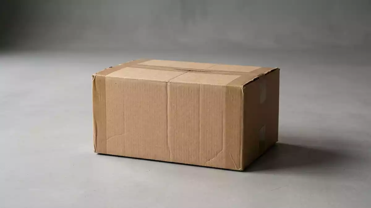 Fotorealistische Studioansicht von Paketversand in neutraler Produktdarstellung