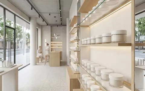 Architektur-Render im Drogeriemarkt mit Gesichtscreme zum Thema Nivea Creme, ISIN DE0005200000, neutrales Tageslicht - Foto: THN