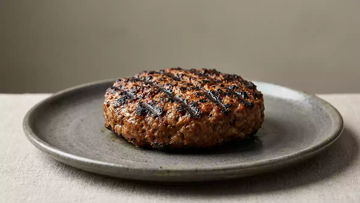 Fotorealistische Studioansicht von Pflanzenburger in neutraler Produktdarstellung