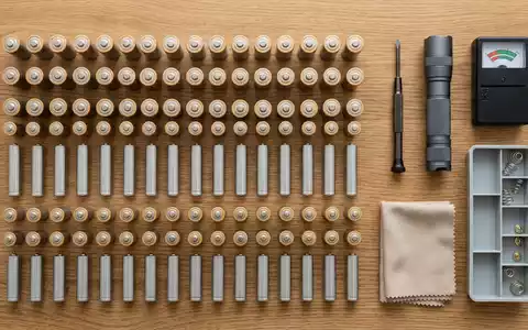 Flatlay-Arrangement rund um Haushaltsbatterien zum Thema Duracell Batterien, ISIN US0846701086, weiches Oberlicht - Foto: THN
