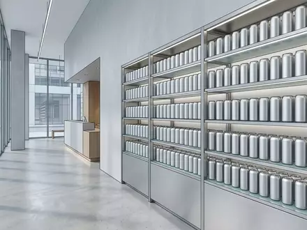 Architektur-Render im Getränkemarkt mit Energydrink zum Thema Celsius Energy Drink, ISIN US15118V2079, neutrales Tageslicht - Foto: THN